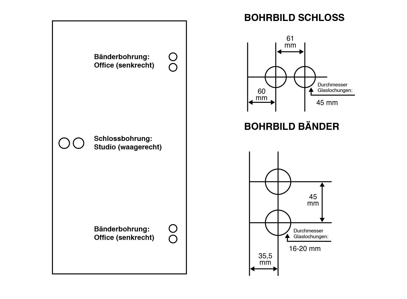 Bohrbild-Glastur